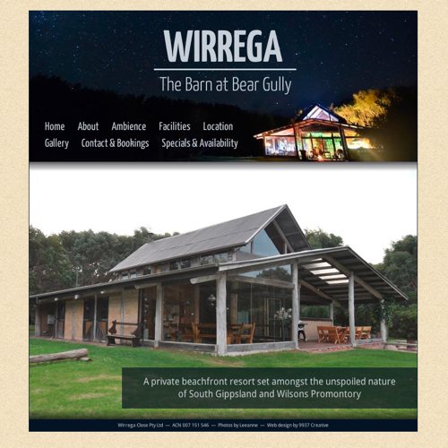 Wirrega - The Barn at Bear Gully website screenshot